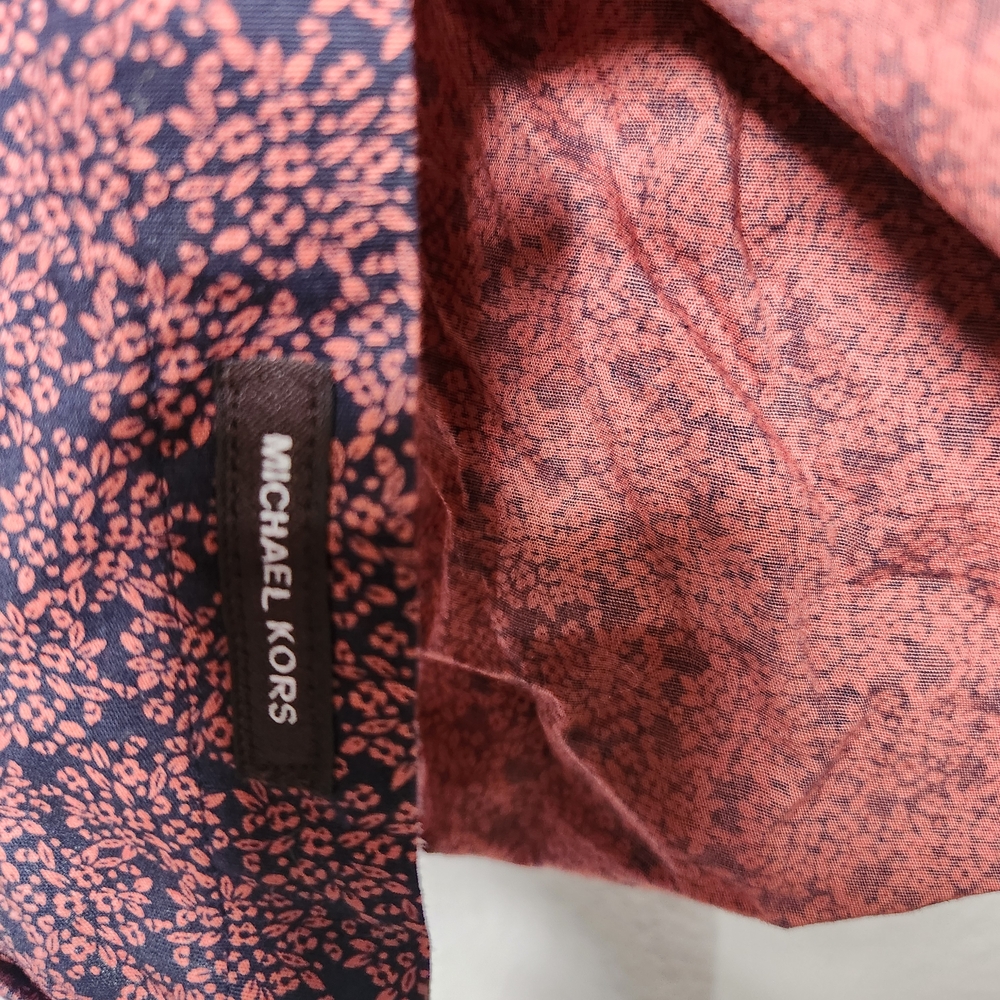 Michael Kors Burgundy & Black Floral Long Sleeved Mens Shirt Size Large - Picture 6 of 7